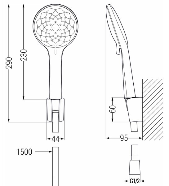 Mexen Sabre R74 fürdőkád csap zuhanykészlettel, króm - 7213R74-00