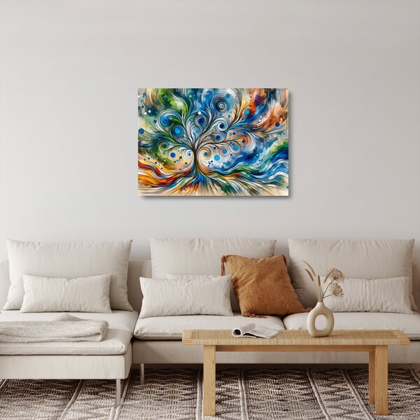 Üveg kép – Színes energikus fa (70x50 cm)