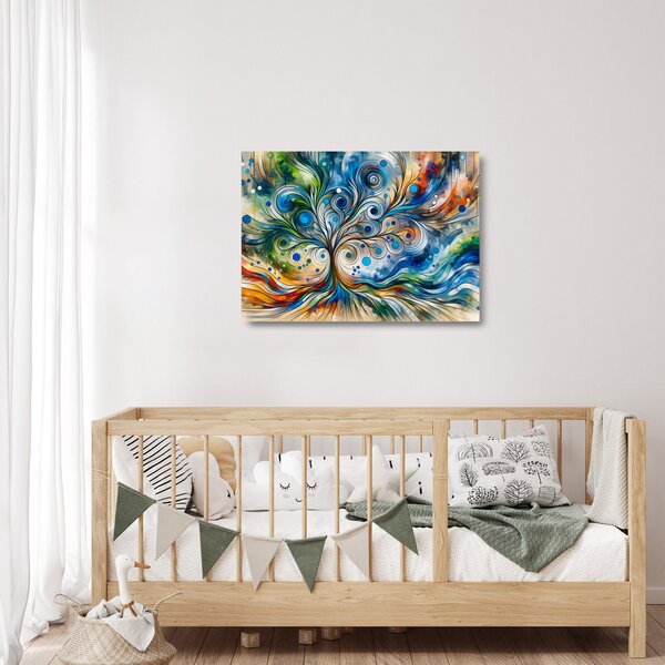 Üveg kép – Színes energikus fa (70x50 cm)