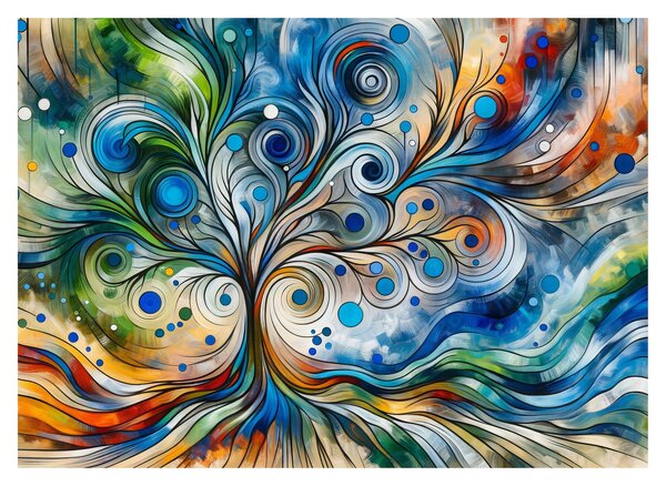 Kép – Színes energikus fa (70x50 cm)