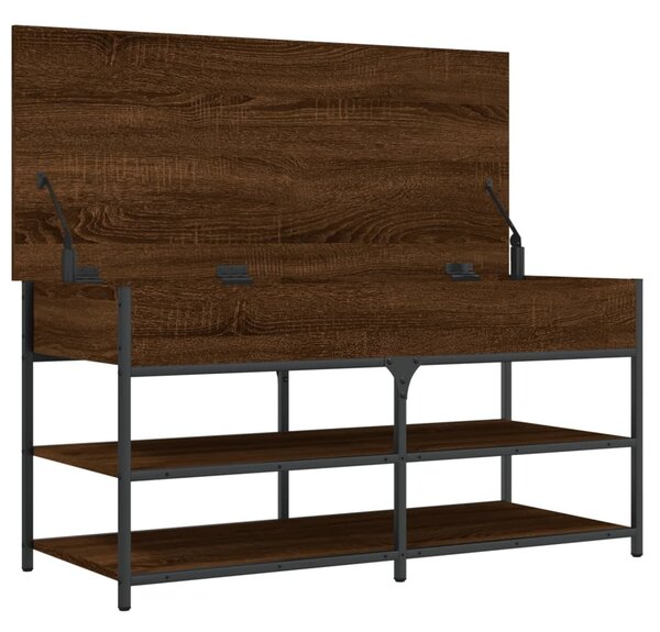 Barna tölgy színű szerelt fa cipőtároló pad 100 x 42,5 x 50 cm