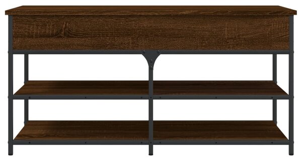 Barna tölgy színű szerelt fa cipőtároló pad 100 x 42,5 x 50 cm
