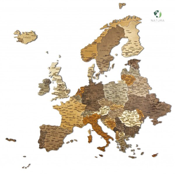 3D Fa Puzzle Európa Térkép - Fali Dekoráció