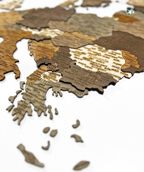 3D Fa Puzzle Európa Térkép - Fali Dekoráció