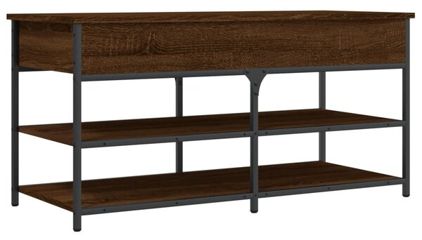 Barna tölgy színű szerelt fa cipőtároló pad 100 x 42,5 x 50 cm