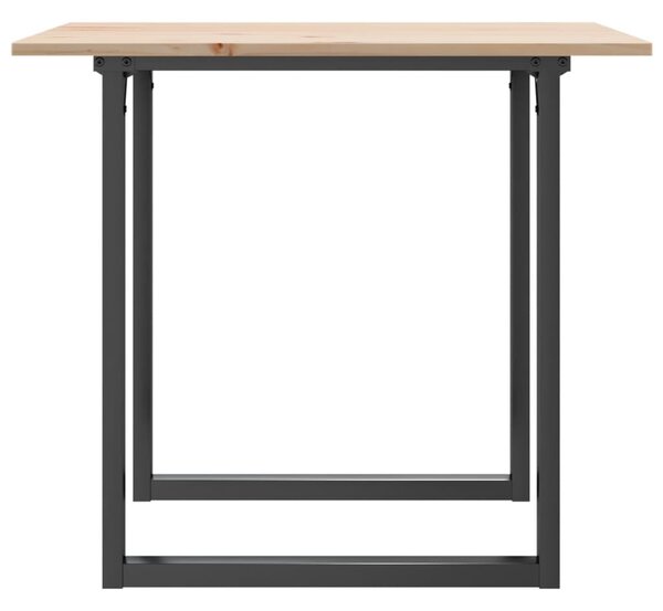Tömör fenyőfa és acél étkezőasztal O-vázzal 80x80x75 cm