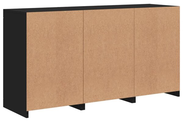Fekete tálalószekrény LED-világítással 123 x 37 x 67 cm