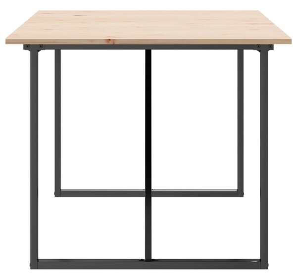 Tömör fenyőfa és acél étkezőasztal O-vázzal 180x90x75 cm