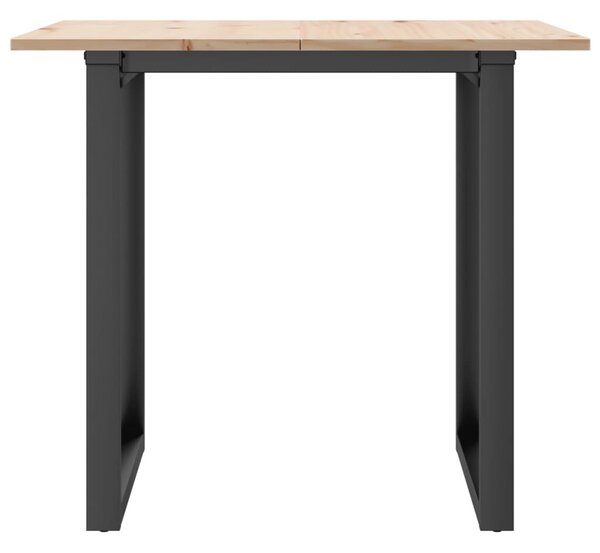 Tömör fenyőfa és acél étkezőasztal O-vázzal 80x80x75 cm