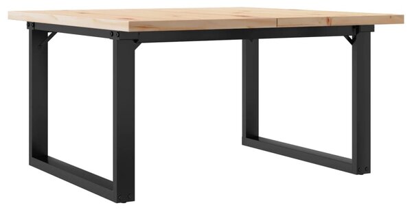 Tömör fenyőfa és acél O-vázú dohányzóasztal 80x80x45,5 cm