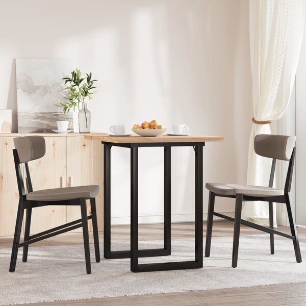 Tömör fenyőfa és acél étkezőasztal O-vázzal 70x70x75,5 cm