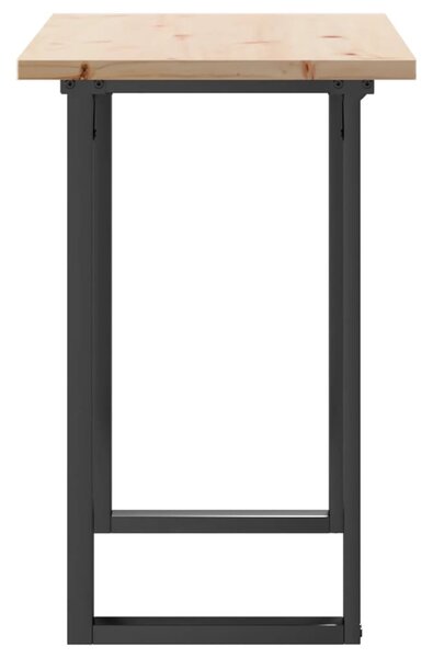 Tömör fenyőfa és acél étkezőasztal O-vázzal 100x50x75,5 cm