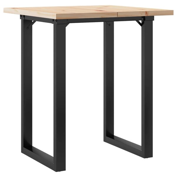 Tömör fenyőfa és acél étkezőasztal O-vázzal 70x70x75,5 cm