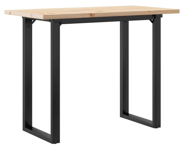 Tömör fenyőfa és acél étkezőasztal O-vázzal 100x50x75,5 cm