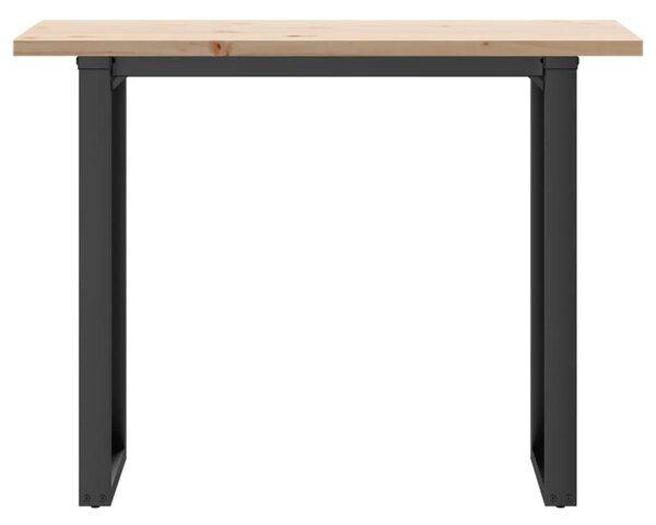 Tömör fenyőfa és acél étkezőasztal O-vázzal 100x50x75,5 cm