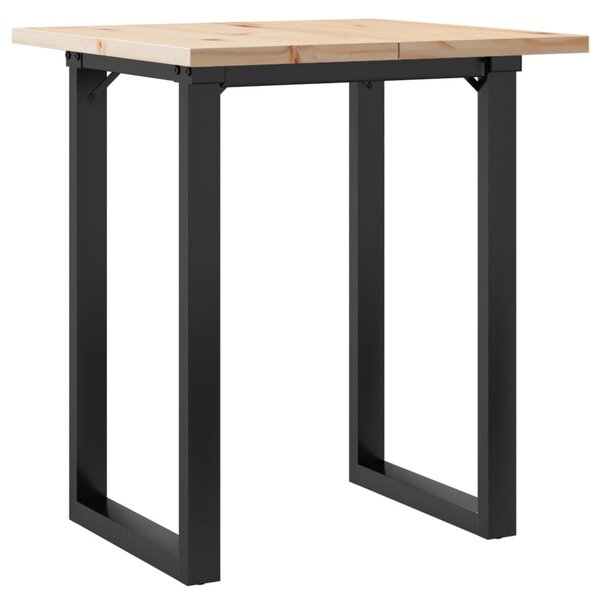 Tömör fenyőfa és acél étkezőasztal O-vázzal 70x70x75,5 cm