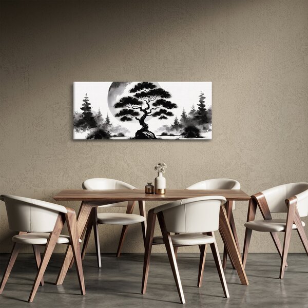 Kép – Fekete-fehér bonsai (120x50 cm)
