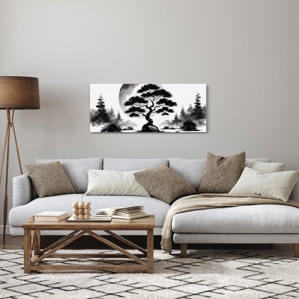 Kép – Fekete-fehér bonsai (120x50 cm)