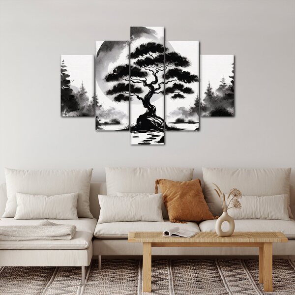 Kép – Fekete-fehér bonsai (150x105 cm)
