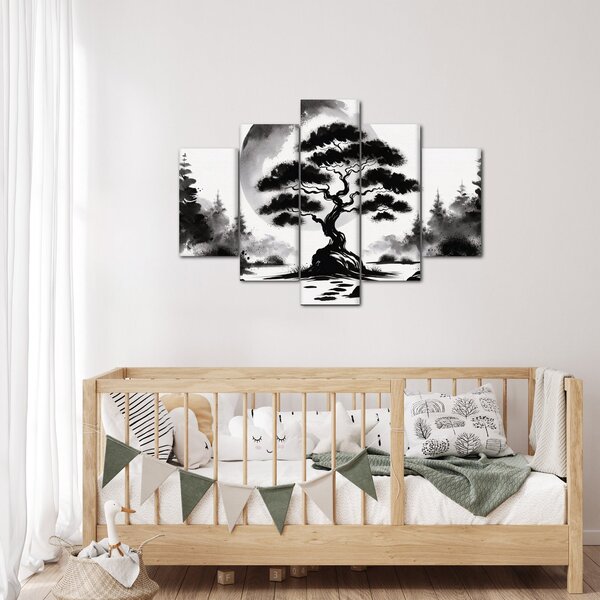 Kép – Fekete-fehér bonsai (150x105 cm)