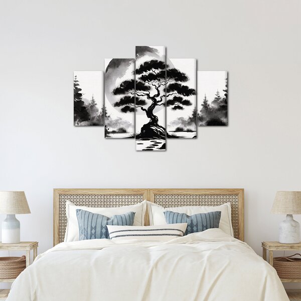 Kép – Fekete-fehér bonsai (150x105 cm)