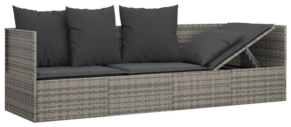 Szürke polyrattan kültéri társalgókanapé párnákkal
