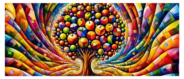 Kép – Színes fa almákkal (120x50 cm)