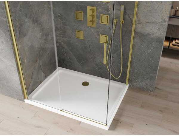 Mexen Omega tolóajtós zuhanykabin 120 x 90 cm, átlátszó, arany + Flat zuhanytálca - 825-120-090-50-00-4010