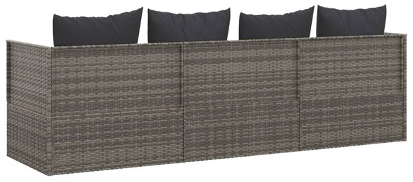 Szürke polyrattan kültéri társalgókanapé párnákkal