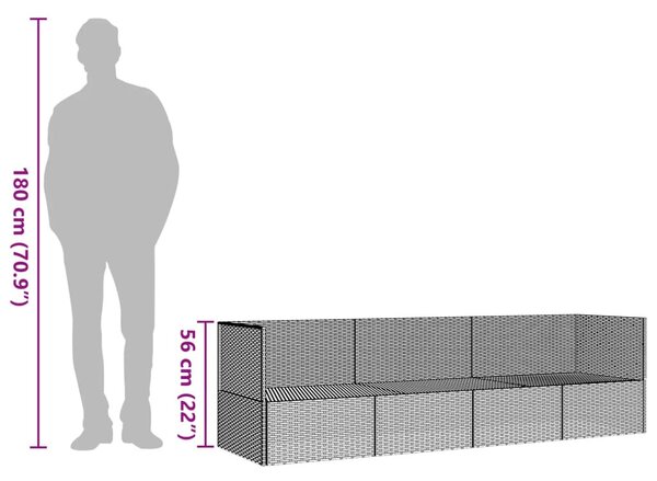 Szürke polyrattan kültéri társalgókanapé párnákkal