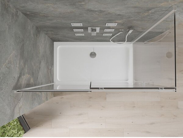 Mexen Omega zuhanykabin tolóajtóval 130 x 70 cm, átlátszó, króm + Flat zuhanytálca - 825-130-070-01-00-4010