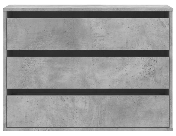 Betonszürke szerelt fa fiókos sarokszekrény 80 x 41 x 58 cm