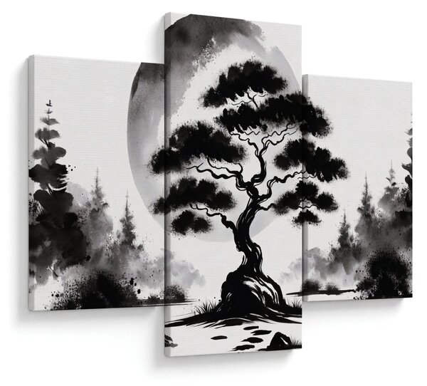 Kép – Fekete-fehér bonsai (90x60 cm)