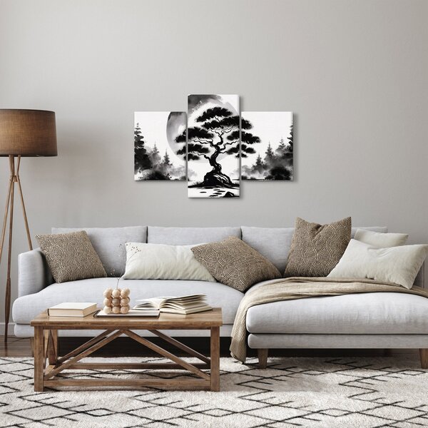 Kép – Fekete-fehér bonsai (90x60 cm)