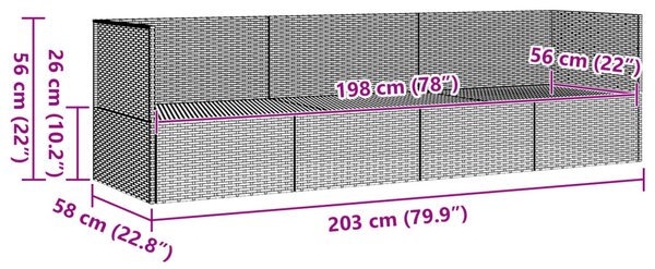 Szürke polyrattan kültéri társalgókanapé párnákkal