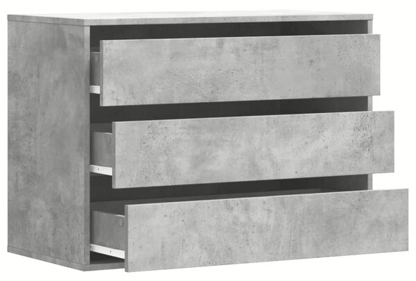 Betonszürke szerelt fa fiókos sarokszekrény 80 x 41 x 58 cm