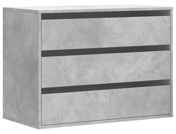 Betonszürke szerelt fa fiókos sarokszekrény 80 x 41 x 58 cm