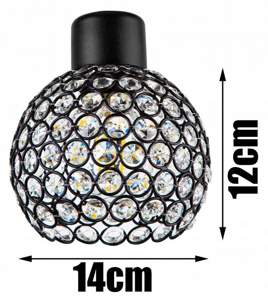 Crystal Ball állítható függőlámpa fekete 6x E27 + ajándék LED izzó