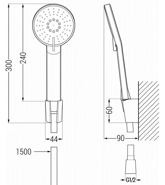Mexen Zero R40 kádtöltő csaptelep zuhanyszettel, króm - 7113R40-00