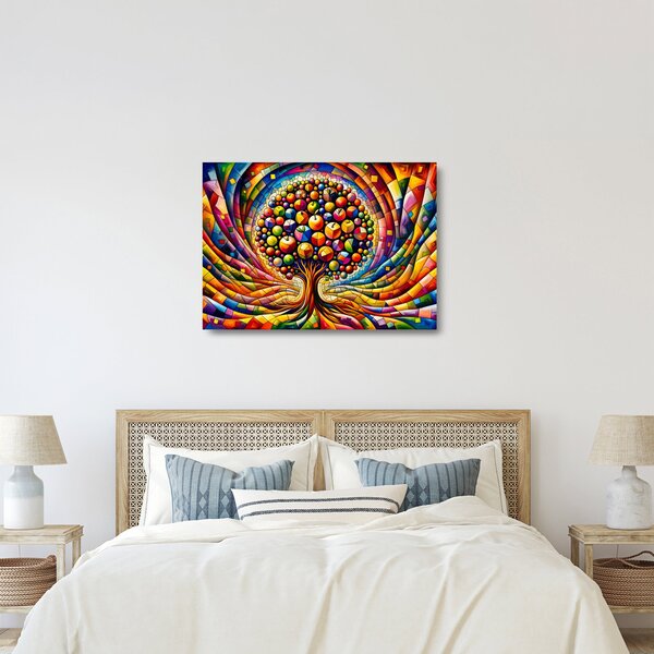 Üveg kép – Színes fa almákkal (70x50 cm)