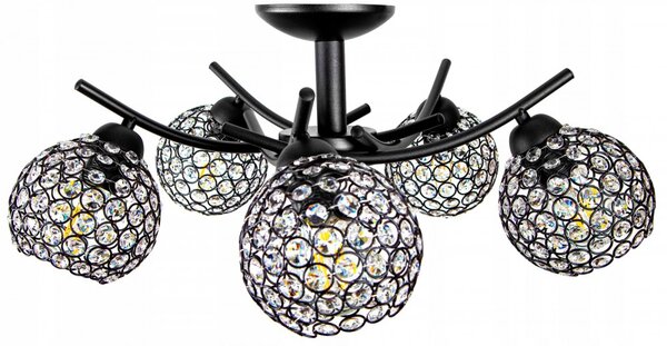 Crystal Ball mennyezeti lámpa fekete 5x E27 + ajándék LED izzó