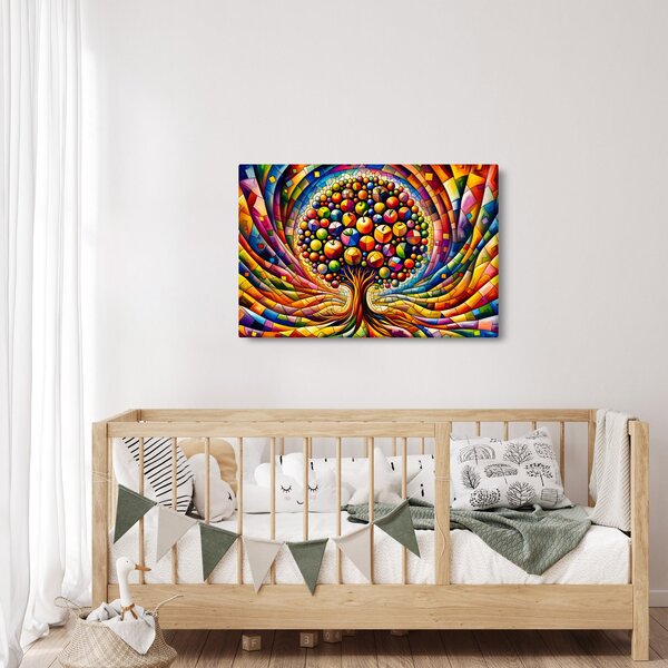 Kép – Színes fa almákkal (90x60 cm)