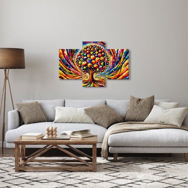 Kép – Színes fa almákkal (90x60 cm)