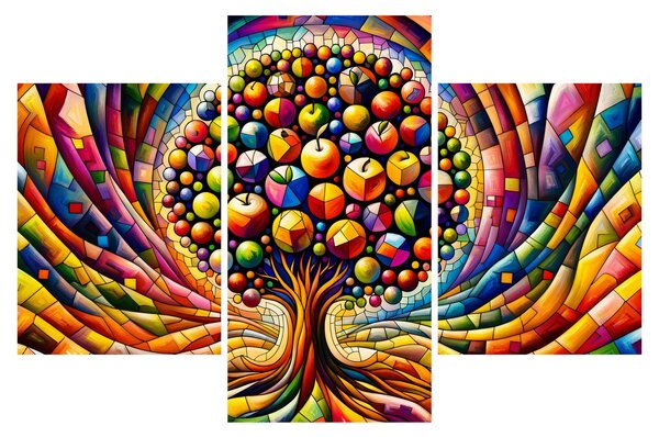 Kép – Színes fa almákkal (90x60 cm)