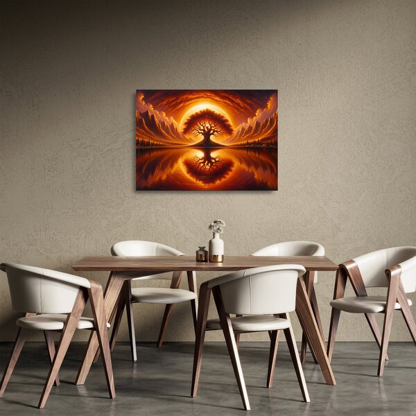 Üveg kép – Fa a véres napban (70x50 cm)