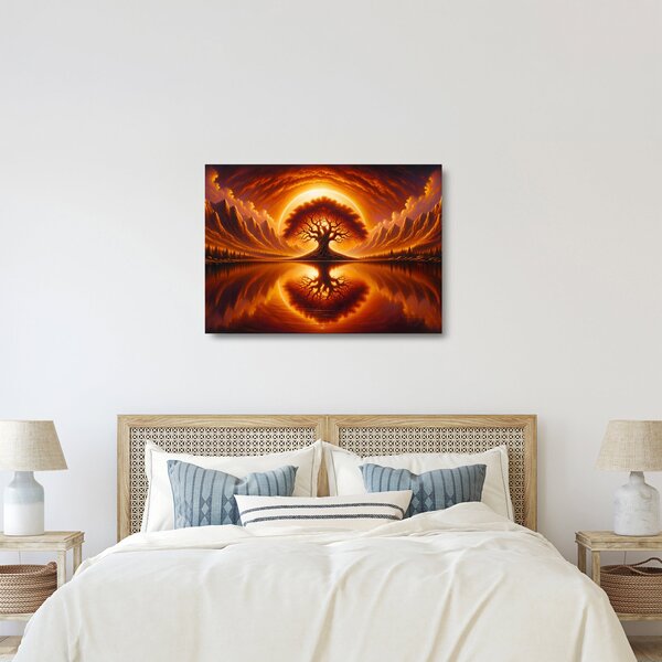 Üveg kép – Fa a véres napban (70x50 cm)