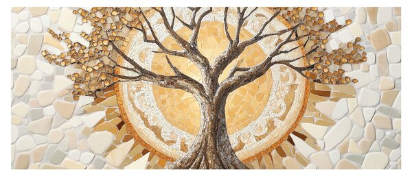 Kép – Arany életfa mozaikban (120x50 cm)