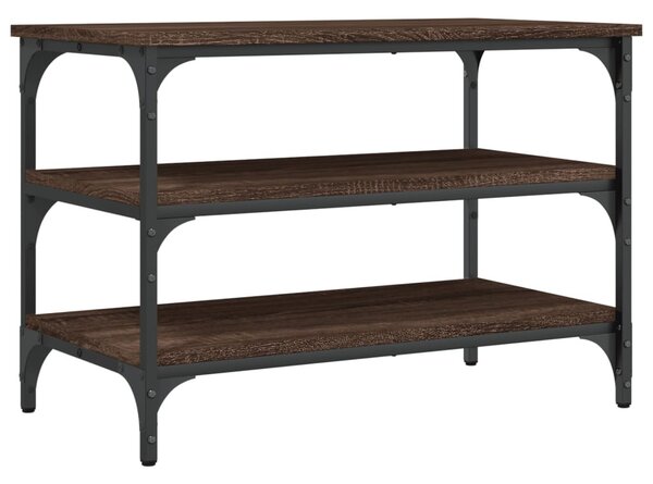 Barna tölgy színű szerelt fa cipőtároló pad 70 x 38,5 x 49 cm