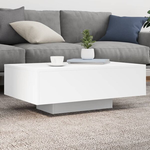 Fehér dohányzóasztal LED-lámpákkal 85 x 55 x 31 cm