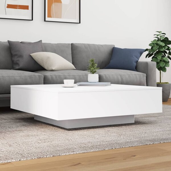 Fehér dohányzóasztal LED-lámpákkal 100 x 100 x 31 cm